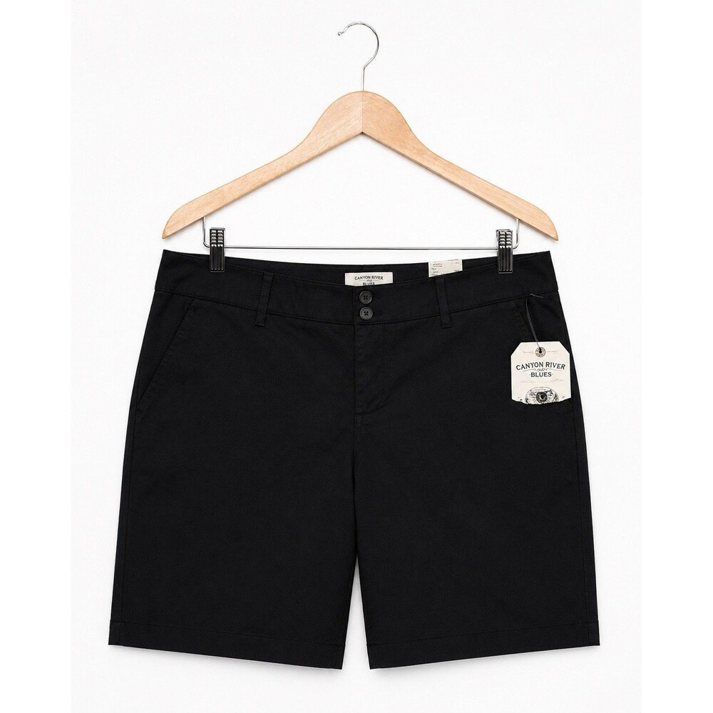 Canyon River Blues Womens Black Shorts Size 10 Mid Rise Casual Chino NWT